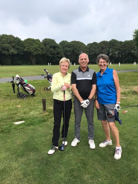 Ladies Vice Captain Rosemayre Barry, men's Vice Captain Nigel Ford and Ladies Captain Irene Crook during their Captain's Day golf round.